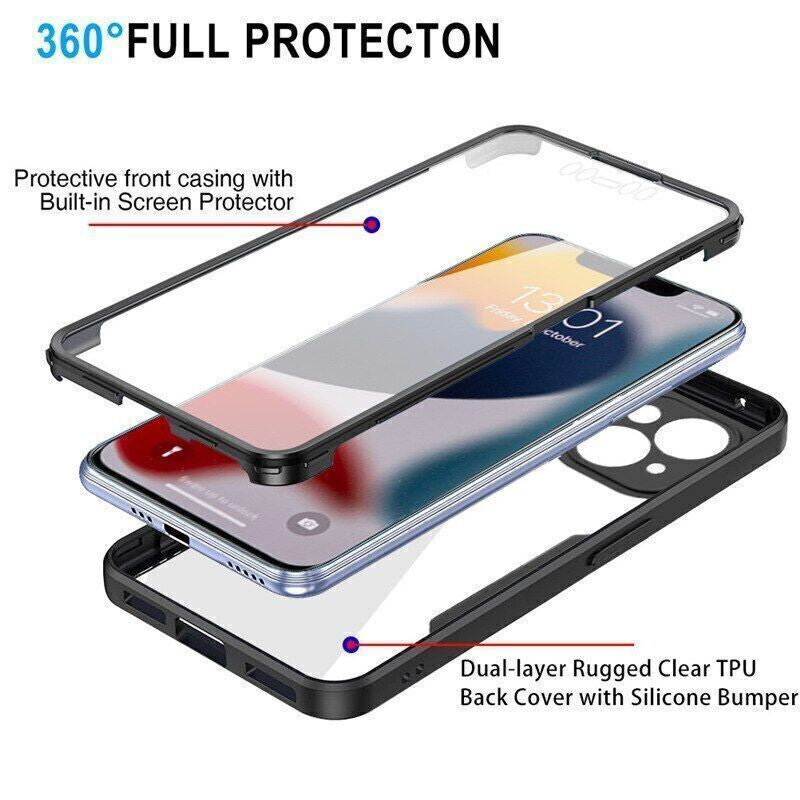 Shockproof 360° Silicone Full Case Cover for Iphone 17 16 15 14 Pro Max 13 12 11